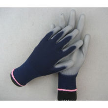 13G Polyester Liner Double Blue PU Work Glove
